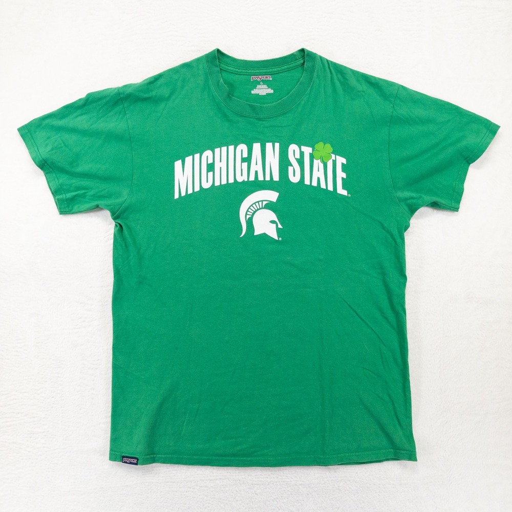 JanSport Mens Michigan State T-Shirt Large Green Spartans St Patricks Day Logo